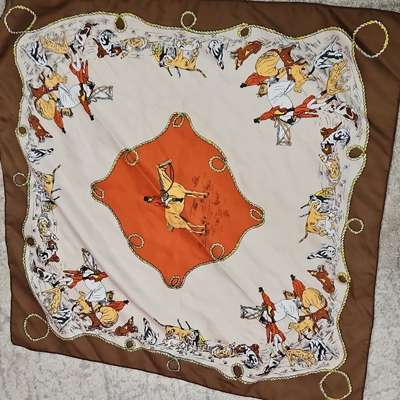 Equestrian Hunt Themed Silk Scarf - Picture 9 of 12